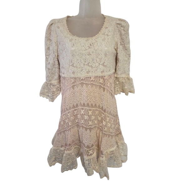 The Cow N by Aje Sun Dresses & Skirts - The Cow N by Aje Sun Lace Dress Maxi‎ Boho Romantic Vintage Style Cream